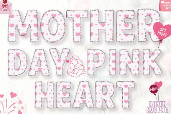 Mother Day Pink Heart Font