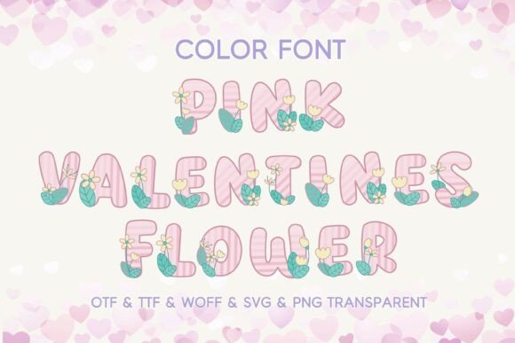 Pink Valentines Flower Font