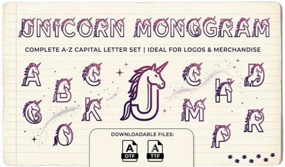 Unicorn Monogram: A Magical Font for Creative Projects